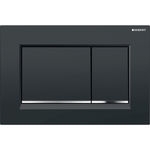 Pulsador serie Sigma30 de Geberit. Doble descarga, negro/cromado brillante/negro